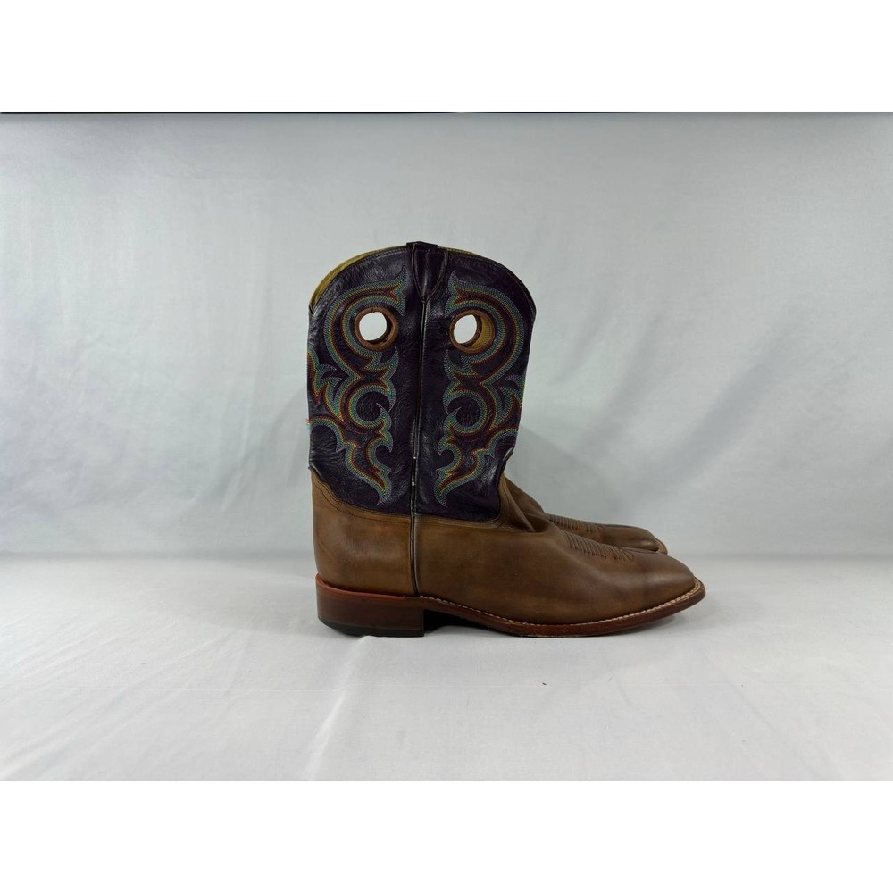 Nocona Ranch Hand Western Boots Mens 13 Purple Cruch Goat/Burnished Cow Leather